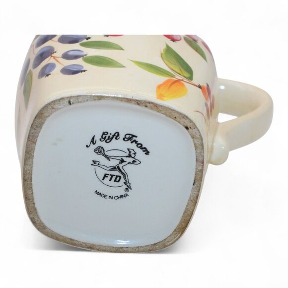Hand-Painted Ceramic Pitcher With Fruit & Leaf Design By FTD - Picture 5 of 6
